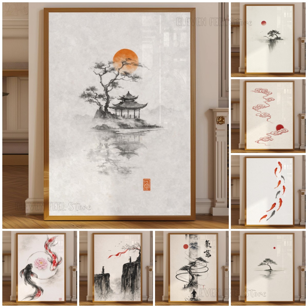 Japanese Zen Lifestyle - Japanese Ink Tree Poster Wabi Sabi